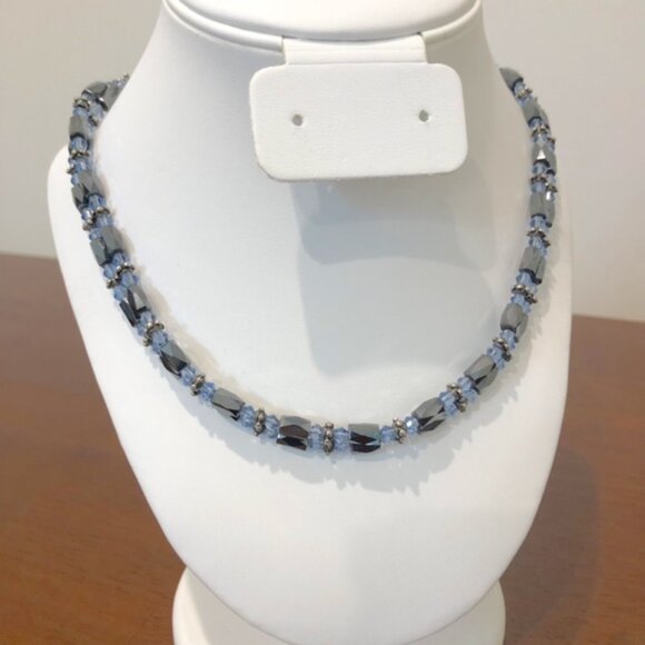 Blue Black Bead Chain Magnetic Necklace Bracelet Wrap Pre-Owned. - Picture 1 of 14
